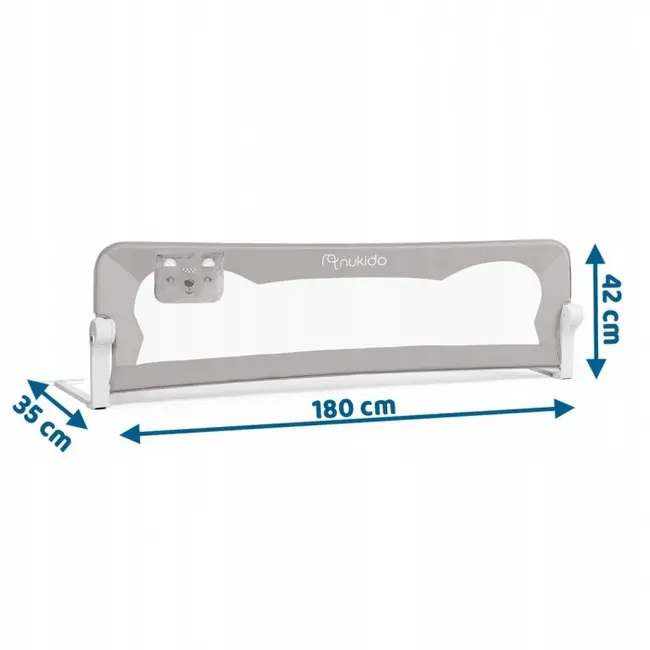 Bariera de protectie pentru pat 180 x 35 x 42 cm nukido 722400 - gri edeedi722400