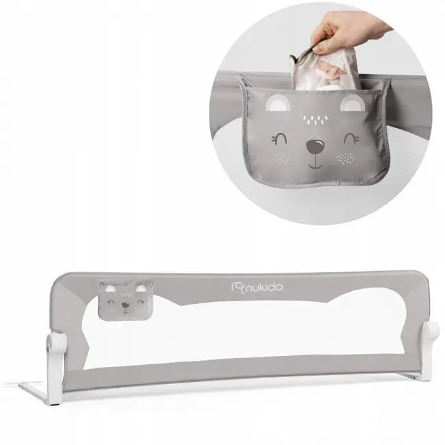 Bariera de protectie pentru pat 180 x 35 x 42 cm nukido 722400 - gri edeedi722400