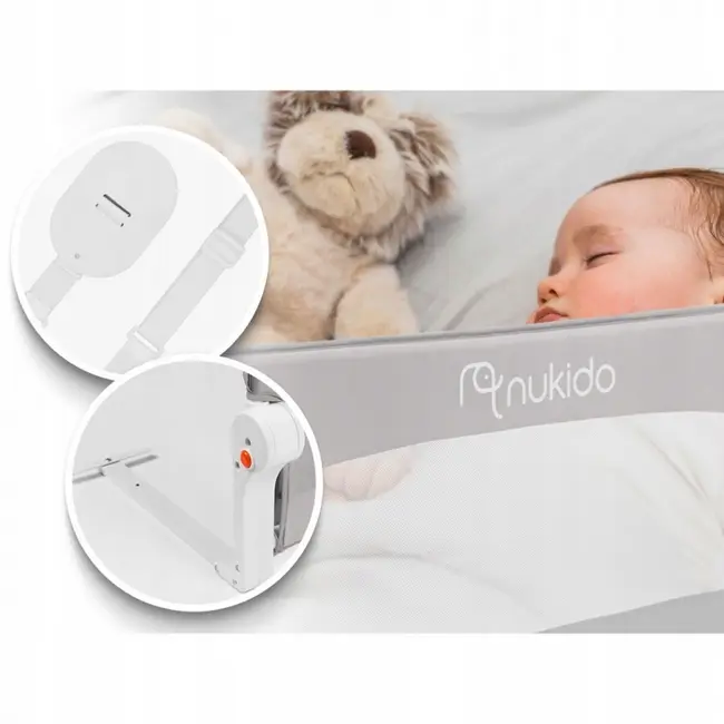 Bariera de protectie pentru pat 180 x 35 x 42 cm nukido 722400 - gri edeedi722400