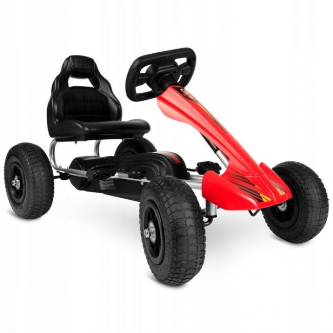 Kart cu pedale si roti gonflabile, varsta 3-7 ani, gokart rk-591 ricokids 759101, rosu edeedi759101