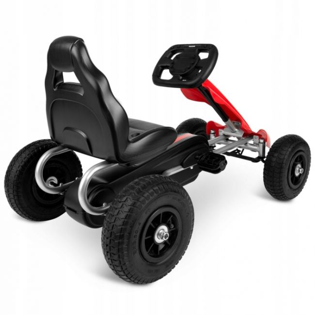 Kart cu pedale si roti gonflabile, varsta 3-7 ani, gokart rk-591 ricokids 759101, rosu edeedi759101