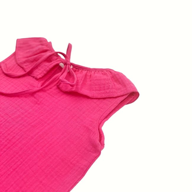 Tricou cu volanase pentru copii, din muselina, Pink Pop, 4-5 ani KDETVCM45PINKPOP
