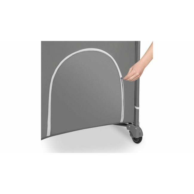 Lionelo - Patut pliant cu doua nivele Flower , Cu arcada, Geanta transport, Masuta de infasat, Bara cu jucarii, Fereastra laterala, 120x60 cm, Conform cu standardele europeane de securitate EN 716 si EN12221, Gri BYNLO-FLOWER_GREY_STONE