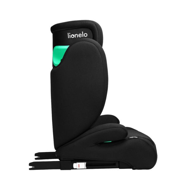 Lionelo - Scaun auto, Hugo i-Size, Universal, Orientare in directia sensului de mers, Reglabil, Conform standardului de securitate R129, 100-150 cm, 4-12 ani, Negru BYNLO-HUGO_I-SIZE_BLACK_CARBON