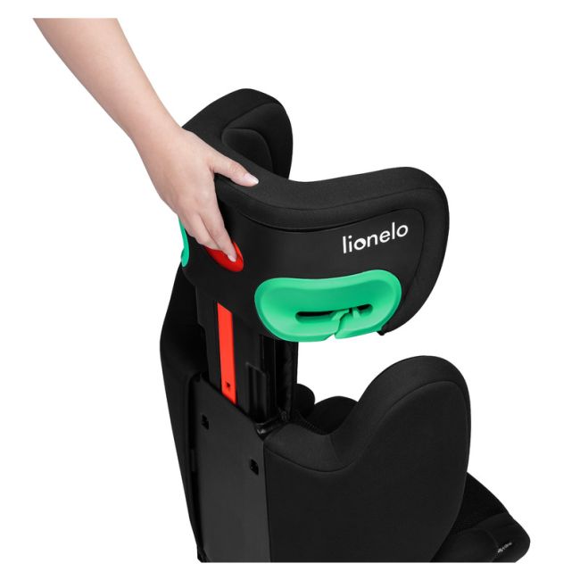 Lionelo - Scaun auto, Hugo i-Size, Universal, Orientare in directia sensului de mers, Reglabil, Conform standardului de securitate R129, 100-150 cm, 4-12 ani, Negru BYNLO-HUGO_I-SIZE_BLACK_CARBON