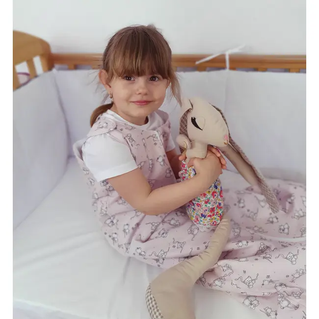 Sac de dormit copii, Loving Bear Pink, din bumbac, 70 cm, 1.5 tog KDEA7015LBP