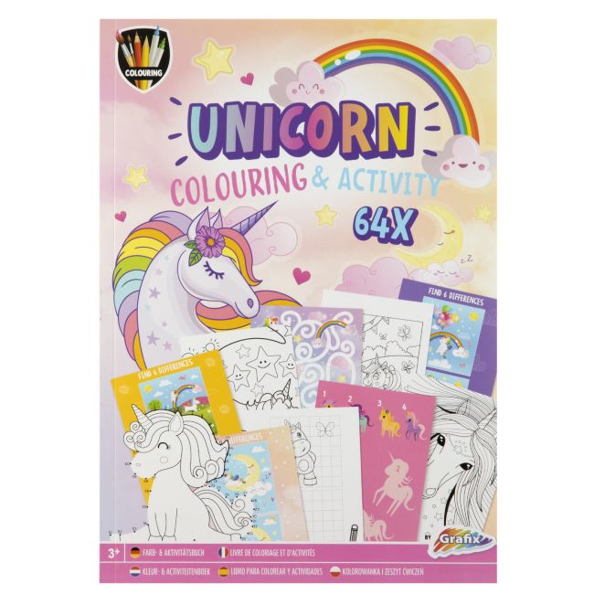 Carte de colorat cu activitati - unicorn