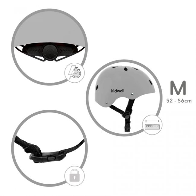 Casca de protectie pentru copii kidwell orix ii, marimea m 52-56 cm - grey mat edeedikaskori07a2