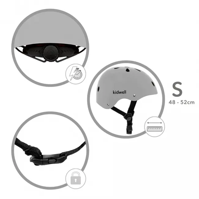 Casca de protectie pentru copii kidwell orix ii, marimea s 48-52 cm - grey edeedikaskori04a1