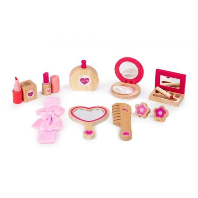 Gentuta de make-up cu 10 elemente din lemn ecotoys w10d275 edeediw10d275