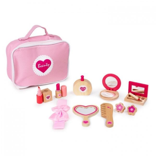 Gentuta de make-up cu 10 elemente din lemn ecotoys w10d275 edeediw10d275