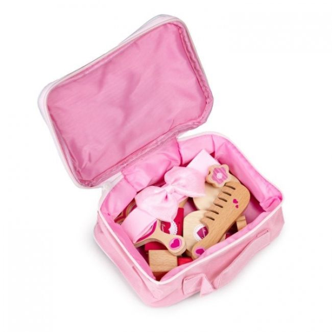 Gentuta de make-up cu 10 elemente din lemn ecotoys w10d275 edeediw10d275