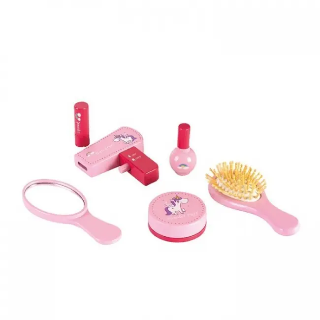 Gentuta de make-up cu 6 elemente din lemn ecotoys ph10c001 edeediph10c001