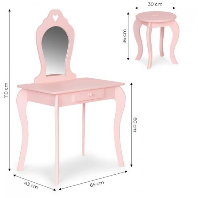 Masuta de toaleta pentru copii 43 x 65 x 110 cm ecotoys fh-kf200011 - roz edeedifh-kf200011-pink