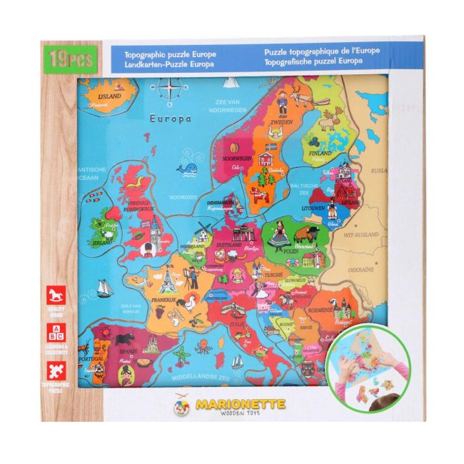 Puzzle din lemn Europa Marionette 19 piese ERFED17481