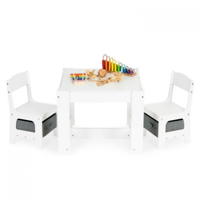 Set de masa cu doua scaune pentru copii ecotoys fh-kr200010 edeedifh-kf200010-white