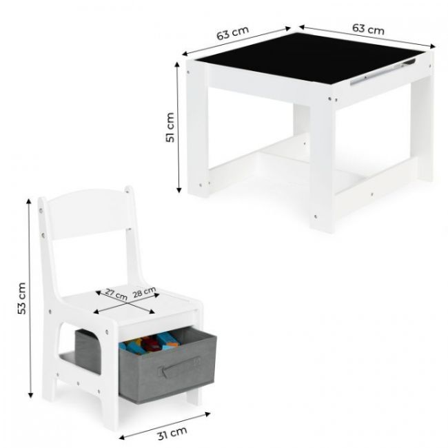 Set de masa cu doua scaune pentru copii ecotoys fh-kr200010 edeedifh-kf200010-white