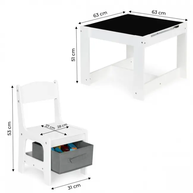 Set de masa cu doua scaune pentru copii ecotoys fh-kr200010 edeedifh-kf200010-white