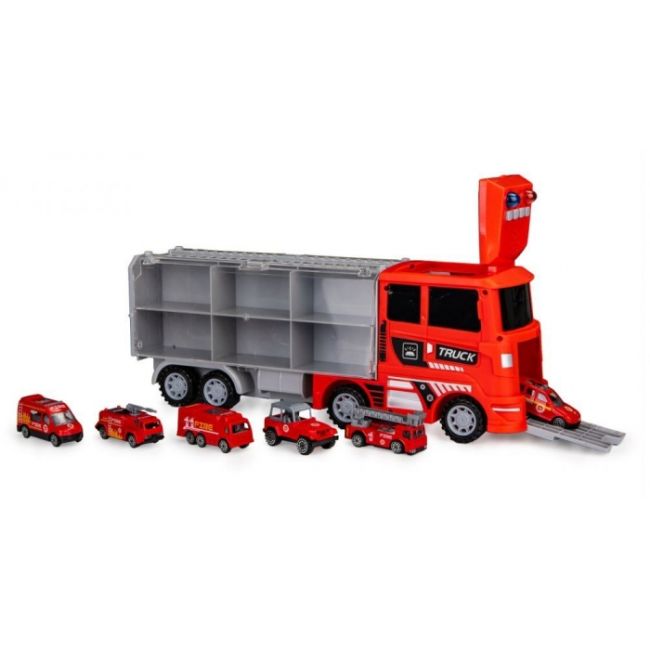 Set de remorcare de 6 masinute ecotoys hc484968 - pompieri edeedihc484968