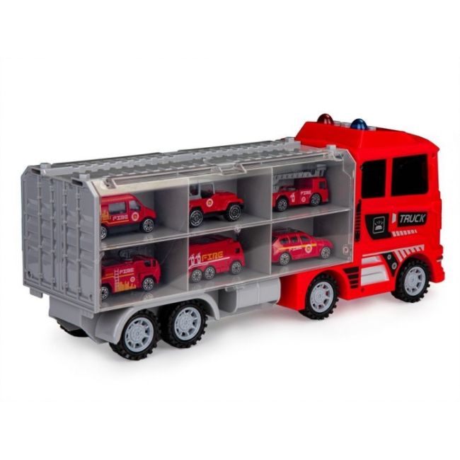 Set de remorcare de 6 masinute ecotoys hc484968 - pompieri edeedihc484968