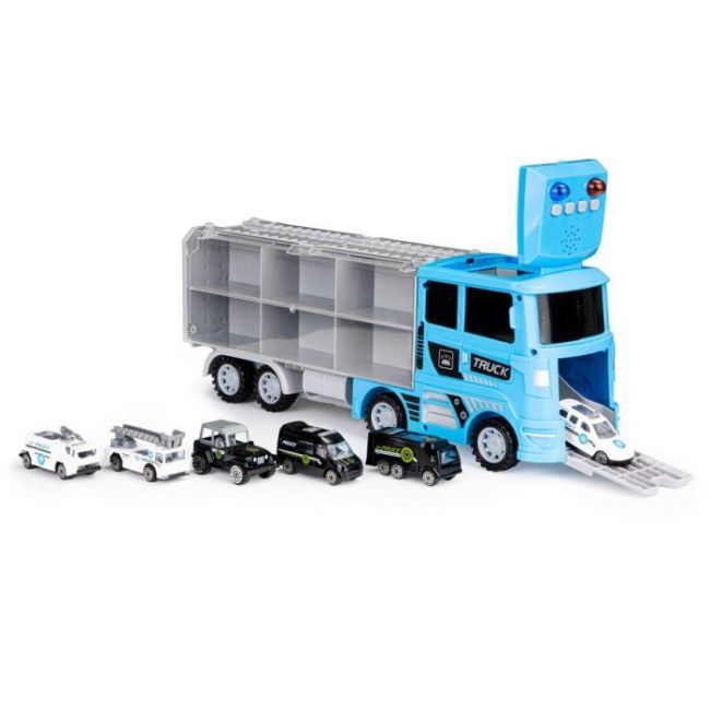 Set de remorcare de 6 masinute ecotoys hc484969 - politie edeedihc484969