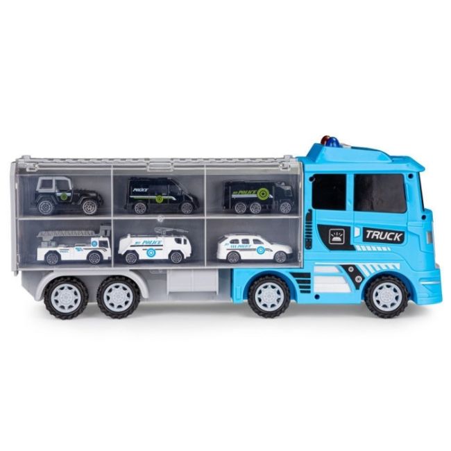 Set de remorcare de 6 masinute ecotoys hc484969 - politie edeedihc484969