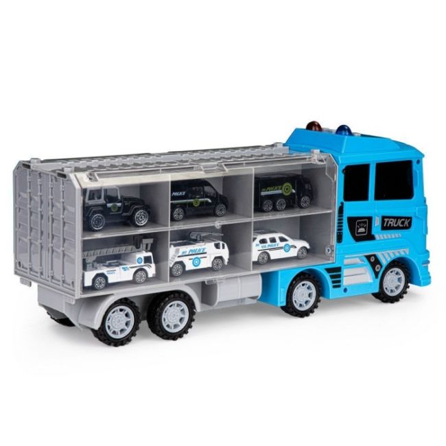 Set de remorcare de 6 masinute ecotoys hc484969 - politie edeedihc484969