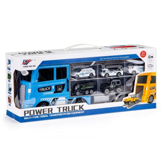 Set de remorcare de 6 masinute ecotoys hc484969 - politie edeedihc484969