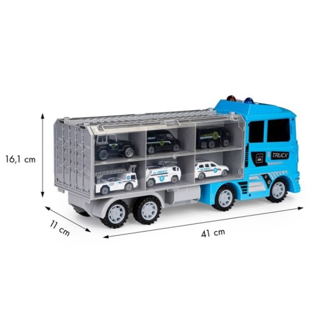 Set de remorcare de 6 masinute ecotoys hc484969 - politie edeedihc484969