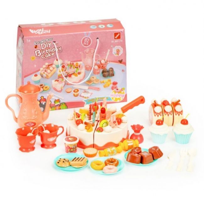 Set tort aniversar cu accesorii, 82 de elemente, ecotoys hc417716 edeedihc417716
