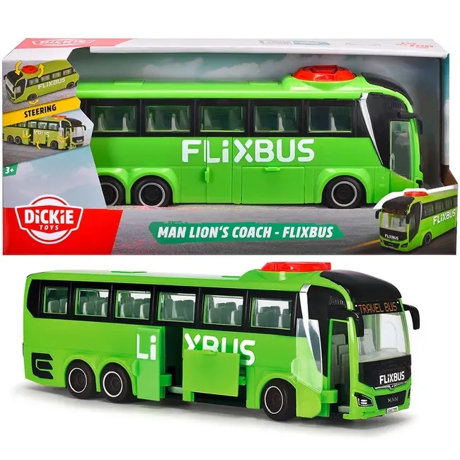 Autobuz dickie toys man lion's coach 26,5 cm flixbus verde hubs203744015