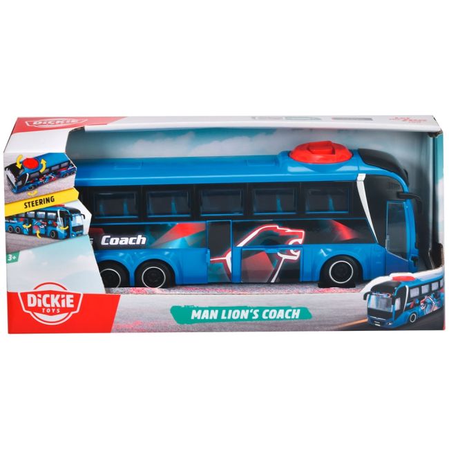 Autobuz dickie toys man lion's coach 26,5 cm albastru hubs203744017