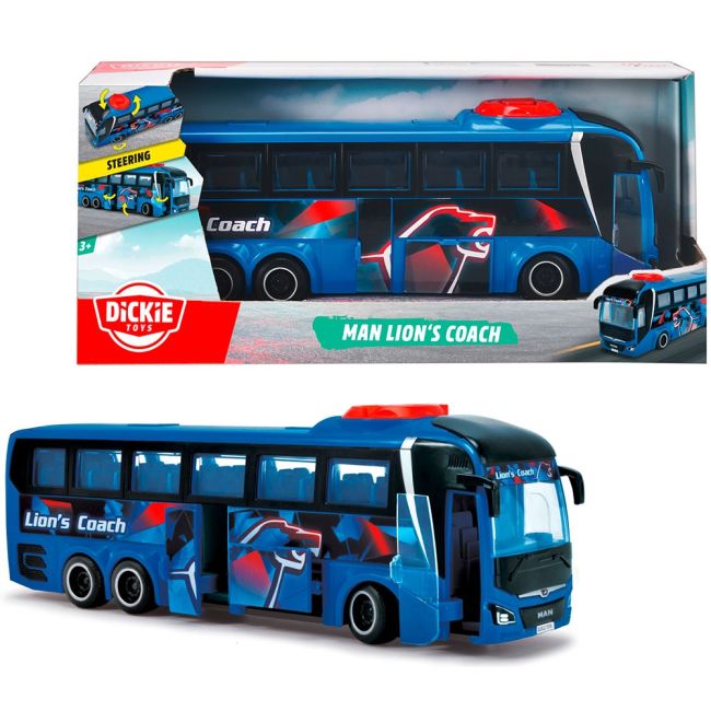 Autobuz dickie toys man lion's coach 26,5 cm albastru hubs203744017