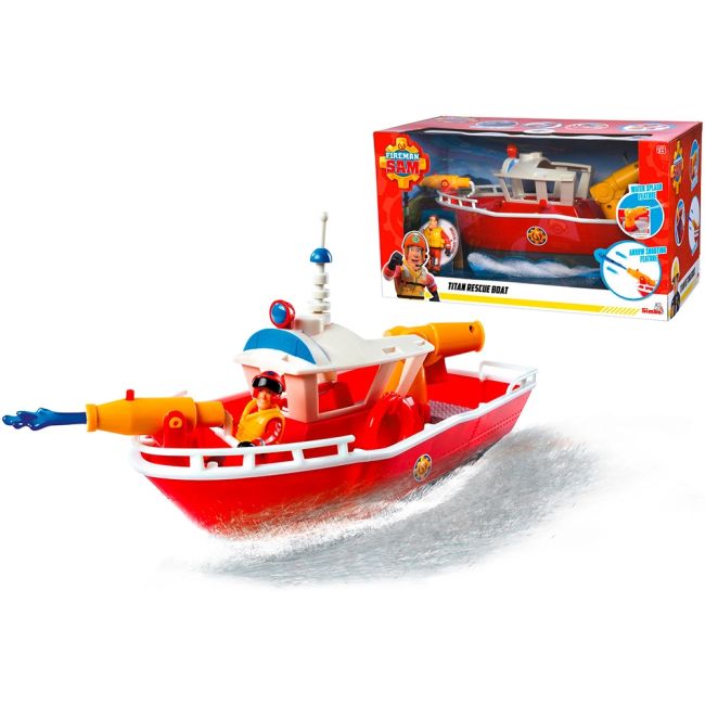 Barca simba fireman sam titan fireboat 32 cm cu figurina si accesorii hubs109252580038