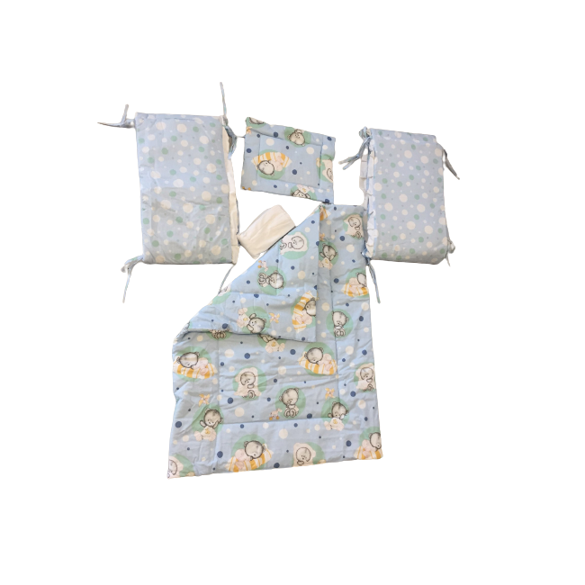 Lenjerie MyKids Baby Teddy Albastru 4+1 Piese 120x60 cm 00007735