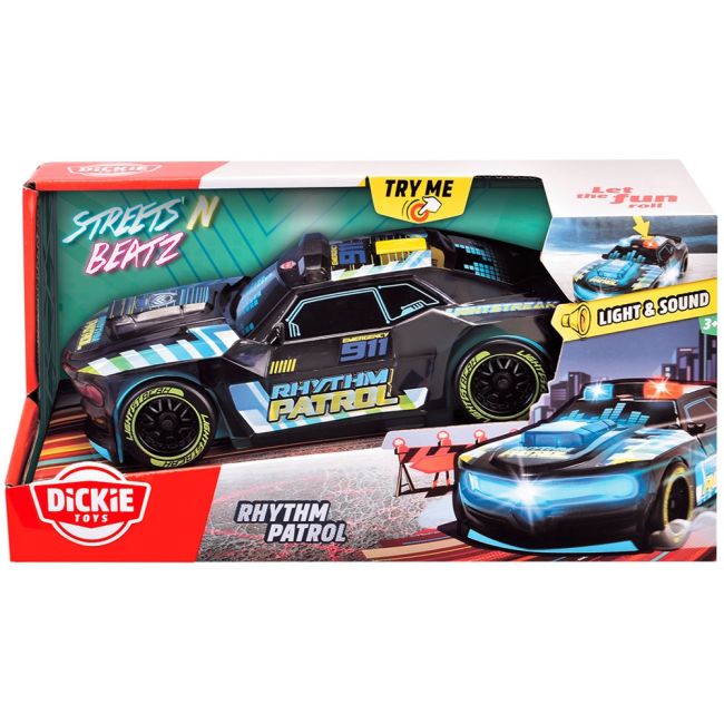 Masina dickie toys rhythm patrol 20 cm negru cu lumini si sunete hubs203763008