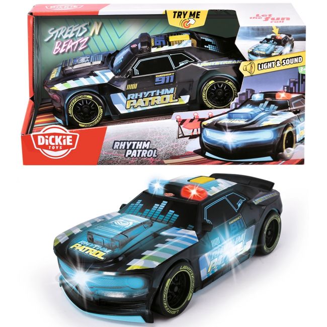Masina dickie toys rhythm patrol 20 cm negru cu lumini si sunete hubs203763008