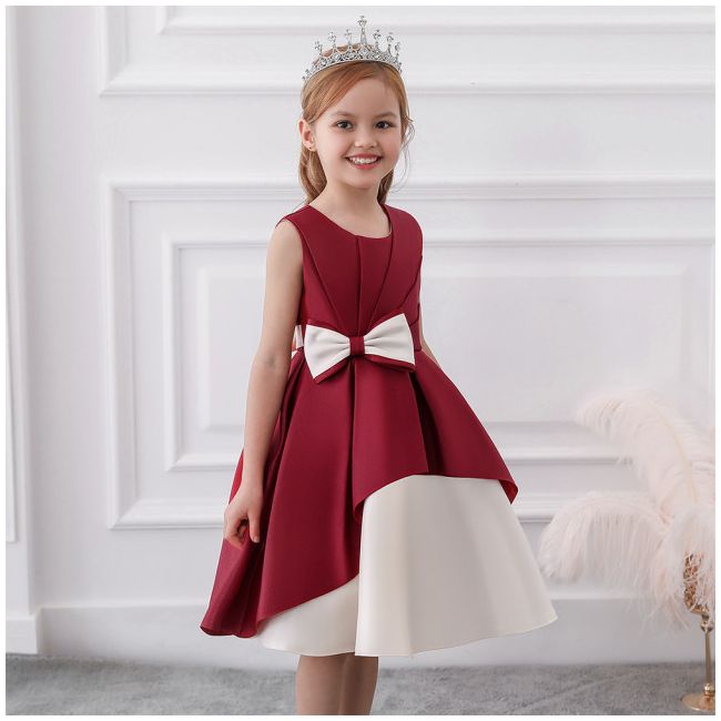 Rochie de ocazie visinie cu alb perlat MBL5183-3-DE