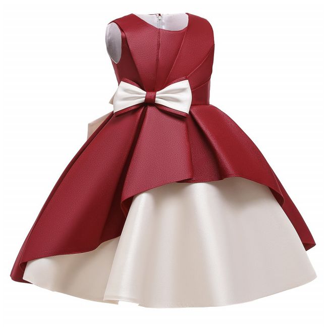Rochie de ocazie visinie cu alb perlat MBL5183-3-DE