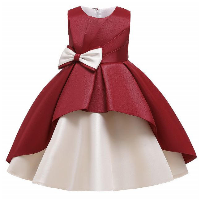 Rochie de ocazie visinie cu alb perlat MBL5183-3-DE