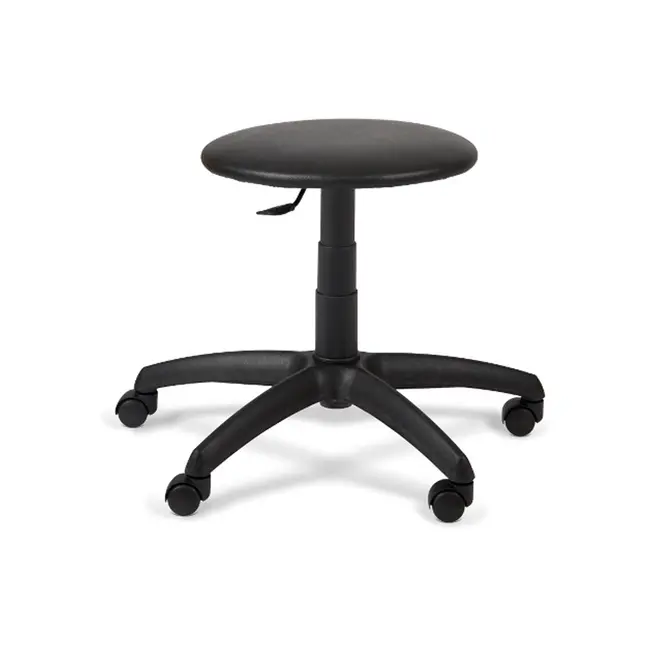 Scaun laborator operational, rotativ, baza polipropilena, piele ecologica, inaltime ajustabila, 100 kg, negru drm169