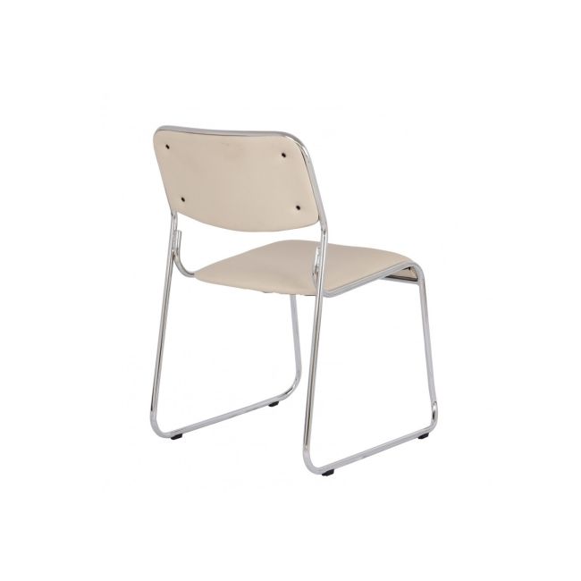 Scaun vizitator gn emil, piele ecologica, cadru metalic cromat, stivuibil, 100 kg drm685
