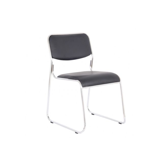Scaun vizitator gn emil, piele ecologica, cadru metalic cromat, stivuibil, 100 kg drm685