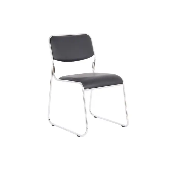 Scaun vizitator gn emil, piele ecologica, cadru metalic cromat, stivuibil, 100 kg drm685