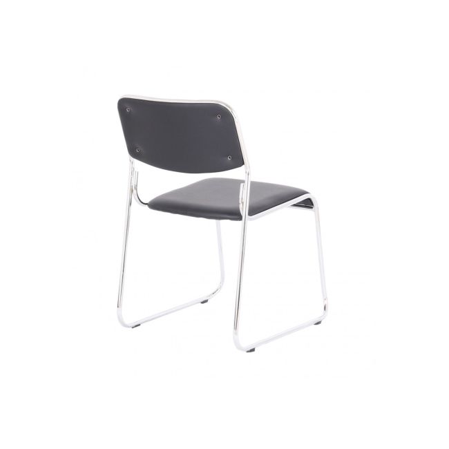 Scaun vizitator gn emil, piele ecologica, cadru metalic cromat, stivuibil, 100 kg drm685