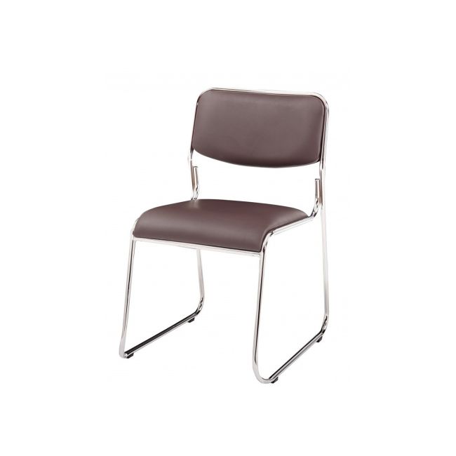 Scaun vizitator gn emil, piele ecologica, cadru metalic cromat, stivuibil, 100 kg drm685