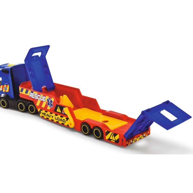 Set dickie toys rescue transporter 40 cm cu camion, masina, elicopter si accesorii hubs203717005