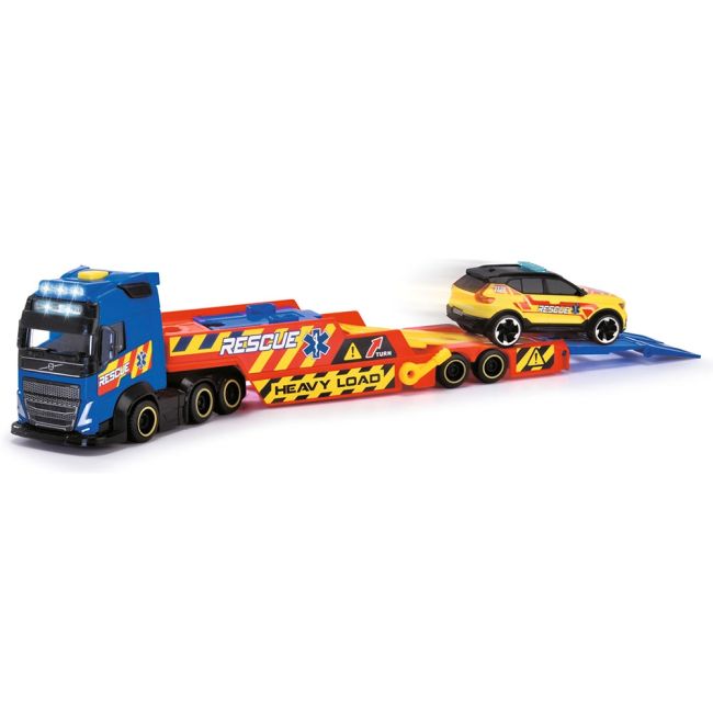 Set dickie toys rescue transporter 40 cm cu camion, masina, elicopter si accesorii hubs203717005