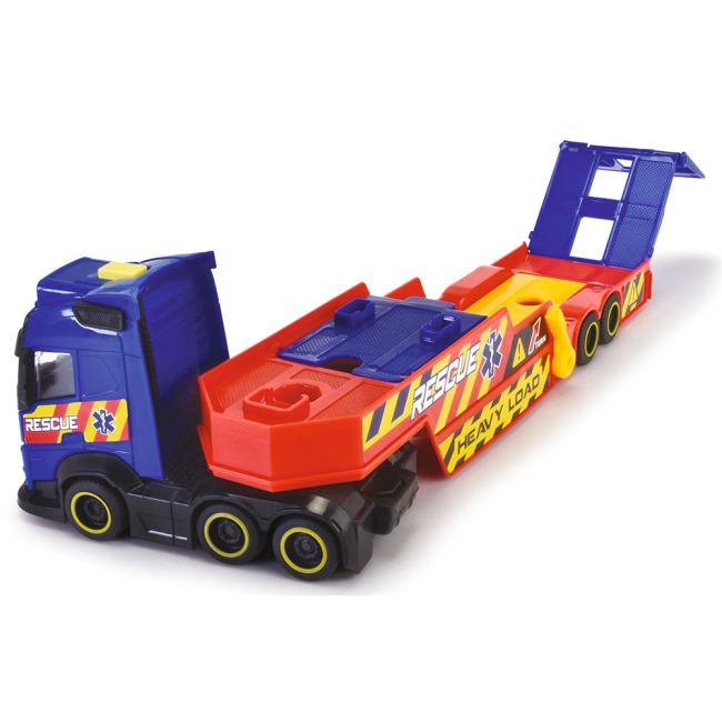 Set dickie toys rescue transporter 40 cm cu camion, masina, elicopter si accesorii hubs203717005