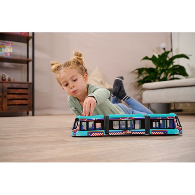Tramvai dickie toys siemens city tram 41,5 cm albastru hubs203747016